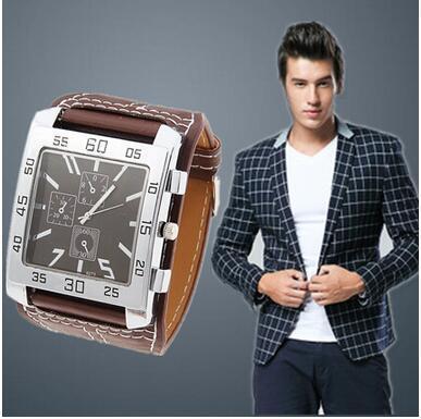 Movement Watch Military Square Dial Imitation Three Eyes Fashion Quartz Watch