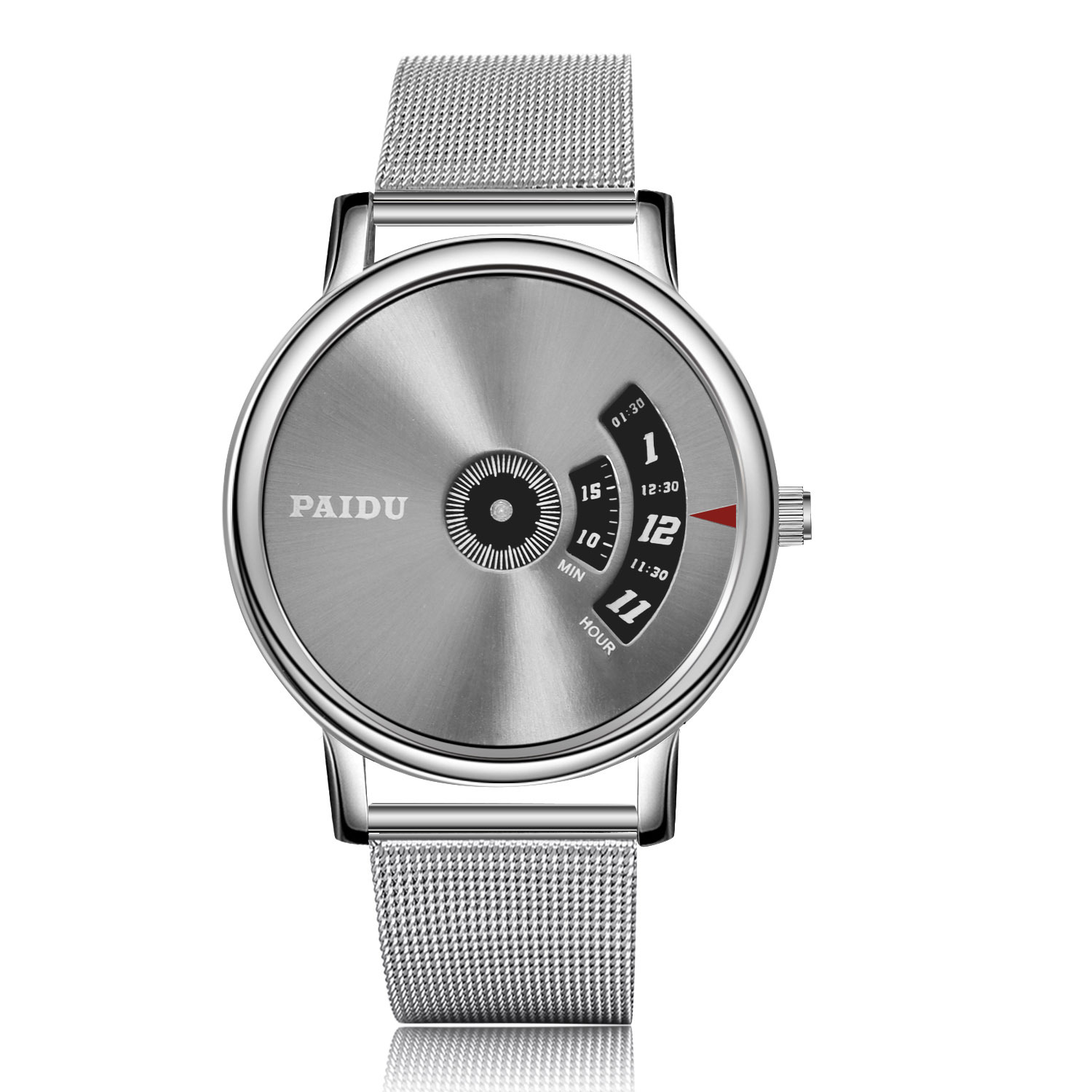 Ms Mesh Belt Watch Creative Digital Turn Big Dial Ms Quartz Watches