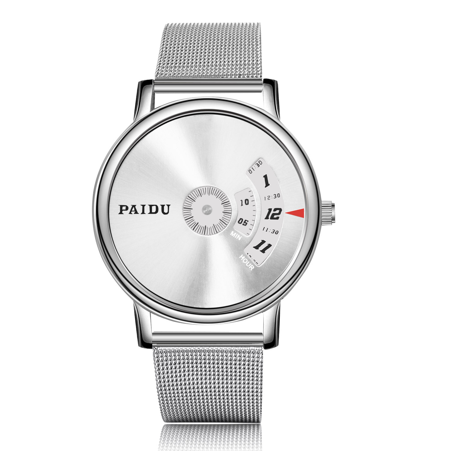 Ms Mesh Belt Watch Creative Digital Turn Big Dial Ms Quartz Watches