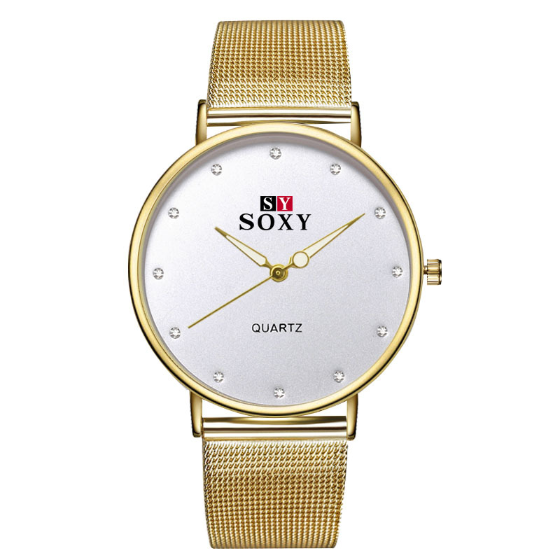 Fashion Men Alloy Mesh Belt Watch Big Dial Trend Quartz Watch