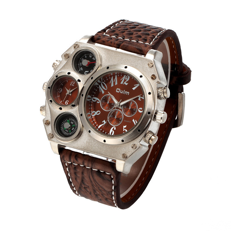 Men Big Dial Business High end Fashion Trend Quartz Watches Belt Watch