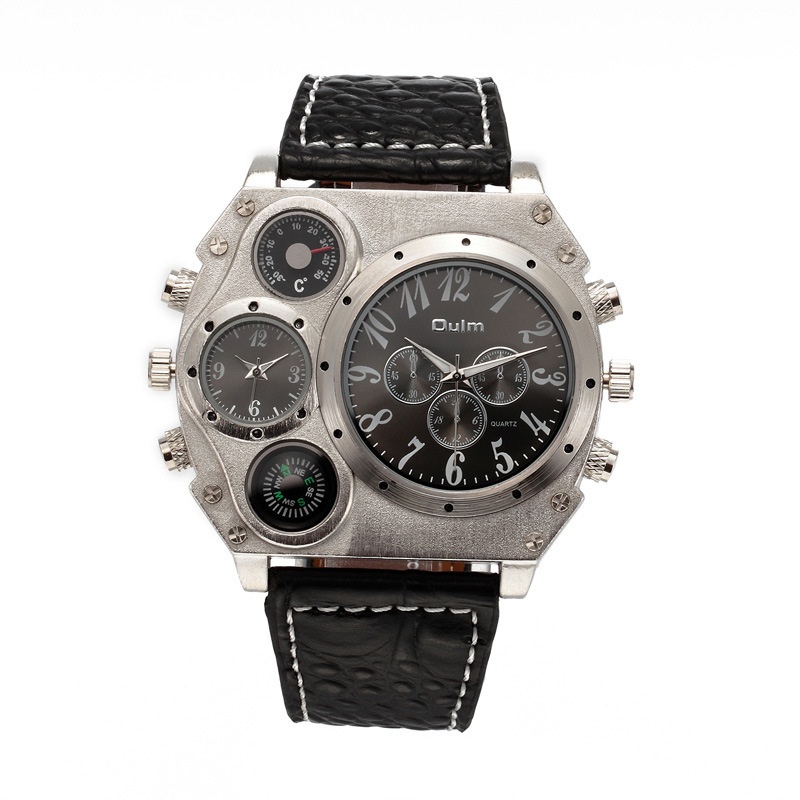 Men Big Dial Business High end Fashion Trend Quartz Watches Belt Watch