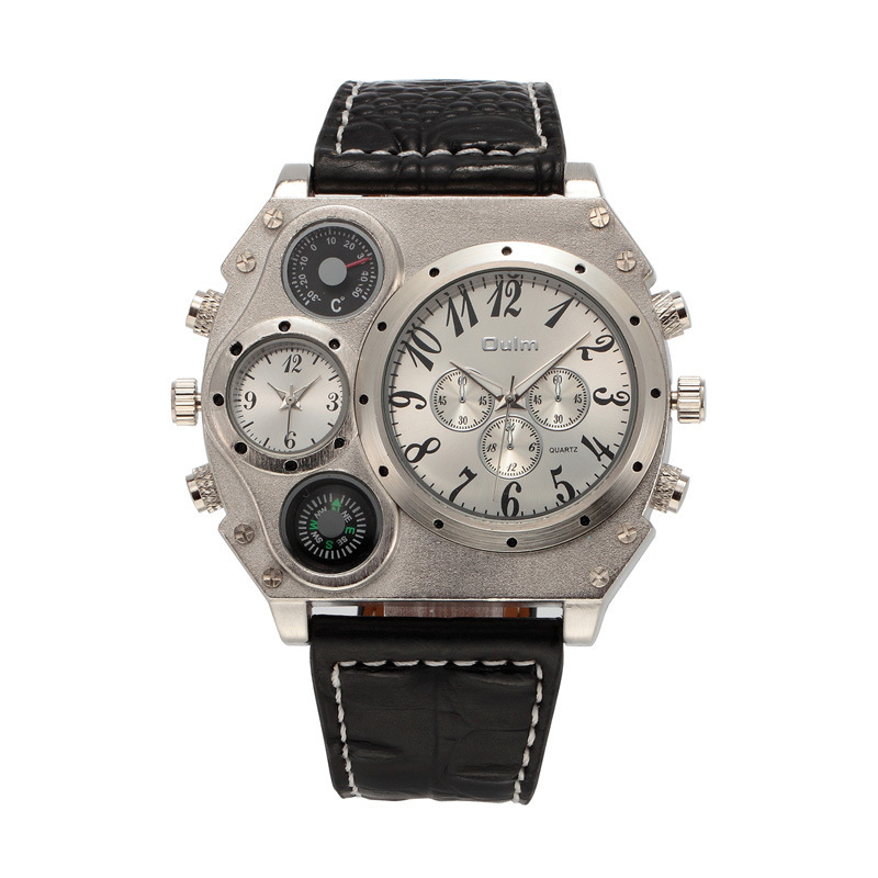 Men Big Dial Business High end Fashion Trend Quartz Watches Belt Watch