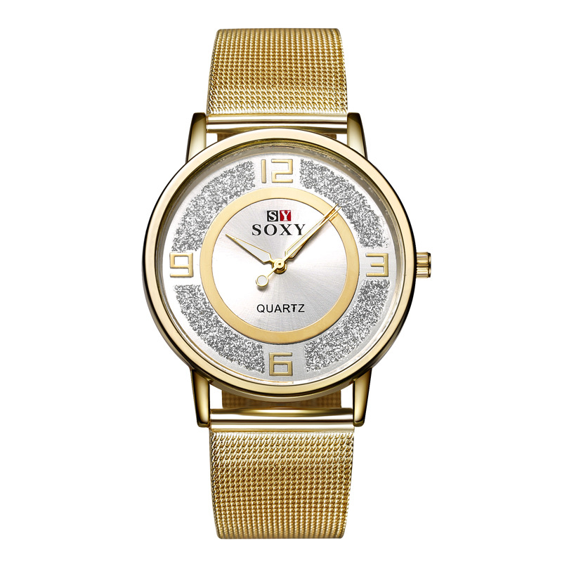 Ms Mesh Belt Watch Big Dial Scrub Digital Watch Wild Girls Watch