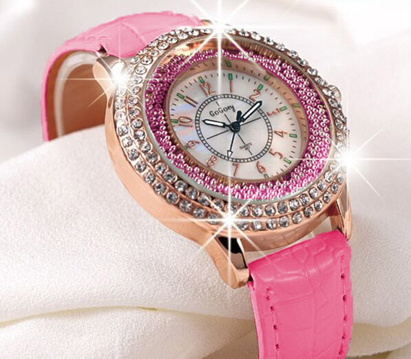 Girls Trend Full Diamond Leather Ms Upscale Leisure Fashion Watch