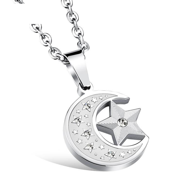 Western Style Star Moon Titanium Steel Men Pendant Fashion Leisure Necklace
