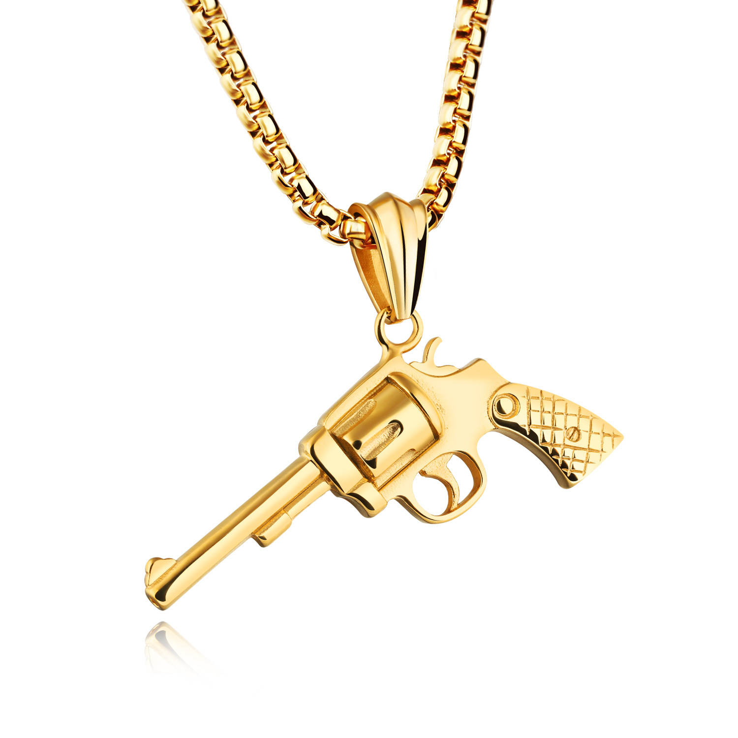 Personality Pistol Accessories Pendant Titanium Steel Domineering Modeling Men Necklace