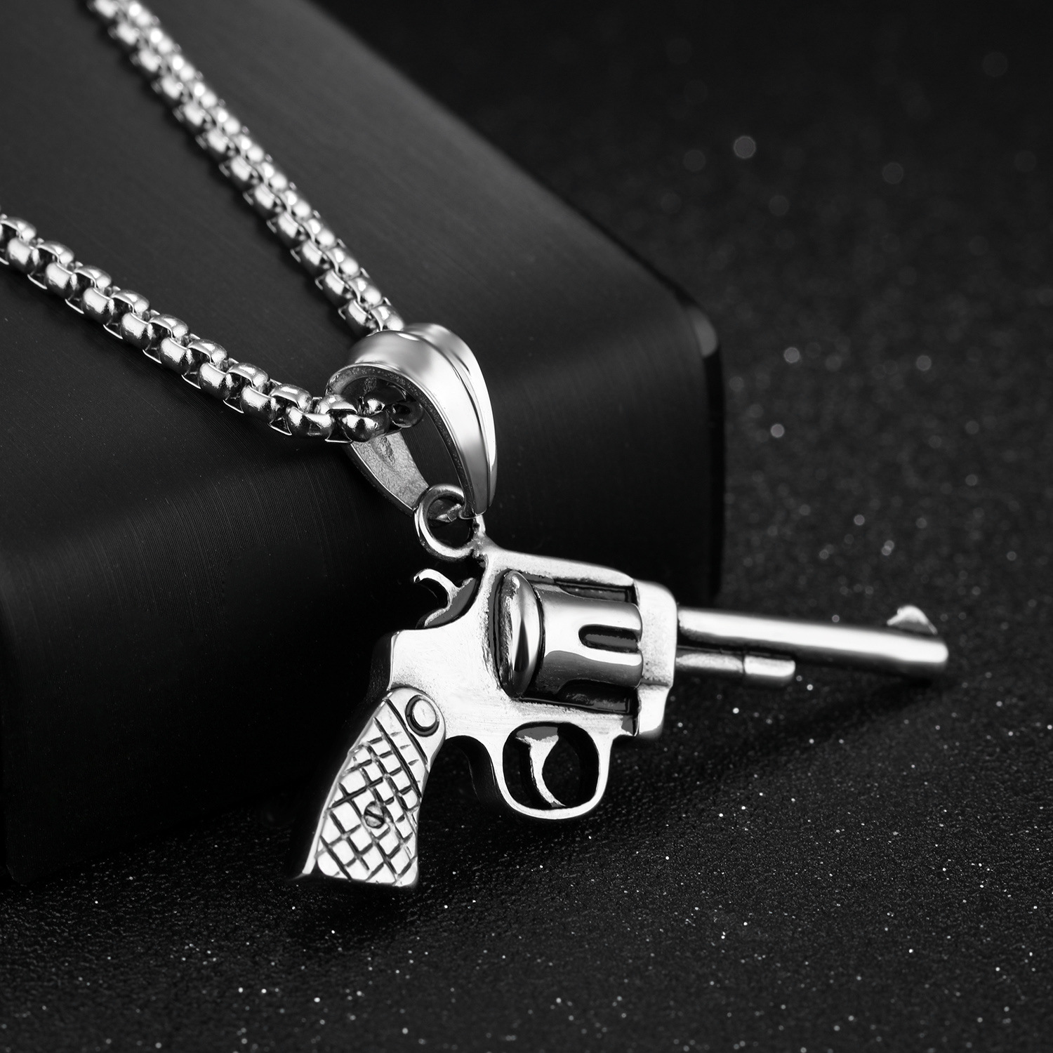 Personality Pistol Accessories Pendant Titanium Steel Domineering Modeling Men Necklace