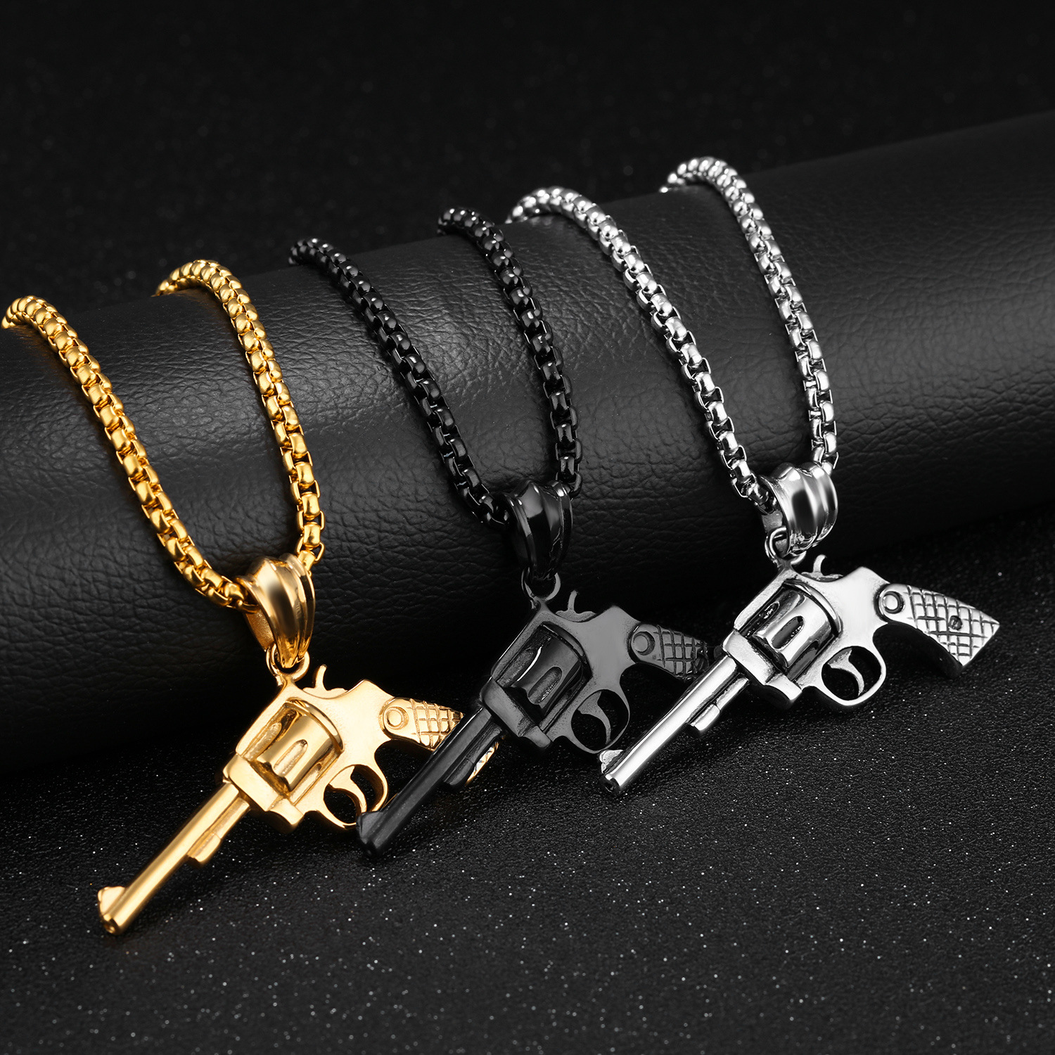 Personality Pistol Accessories Pendant Titanium Steel Domineering Modeling Men Necklace