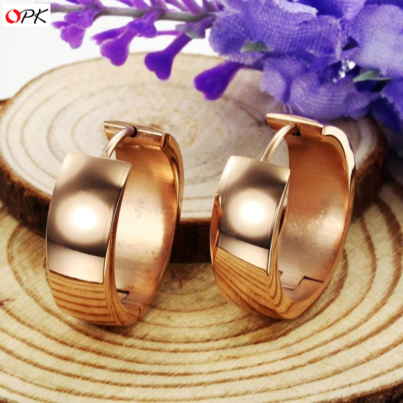 Leisure Trend Rose gold Smooth Fashion Titanium Steel Ms Earrings