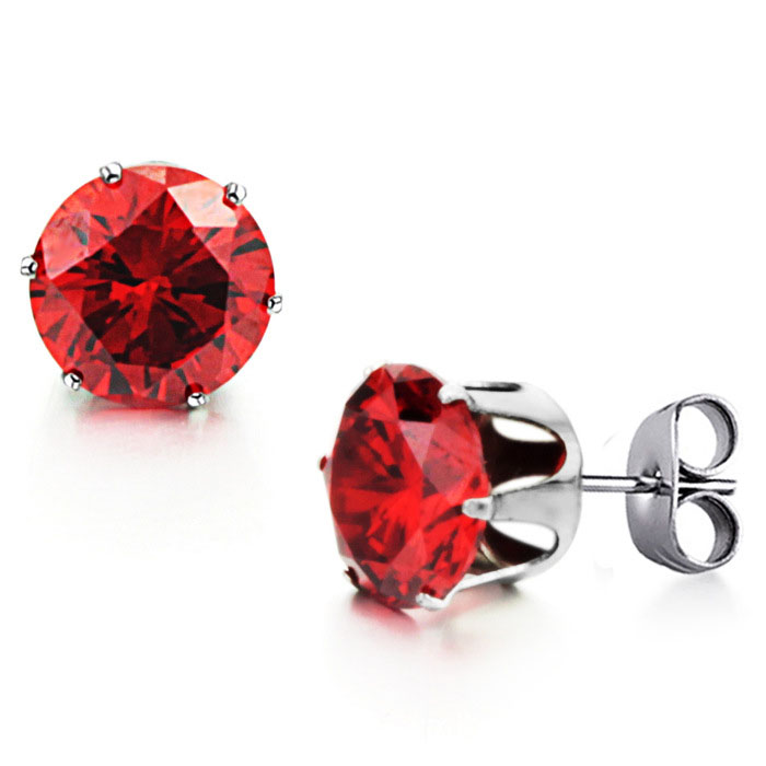 Fashion Red Crystal Drill Ms Trend Leisure Titanium Steel Crystal Earring