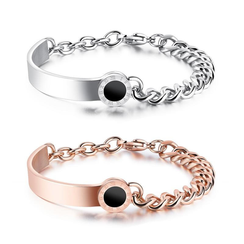 Titanium Steel Rome Digital Semi-circle Ring Body Personality Bracelet Ms Fashion Wristband