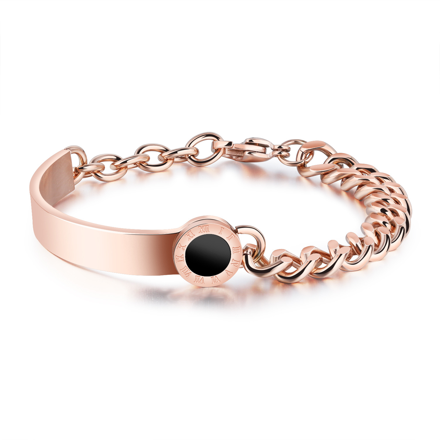 Titanium Steel Rome Digital Semi-circle Ring Body Personality Bracelet Ms Fashion Wristband