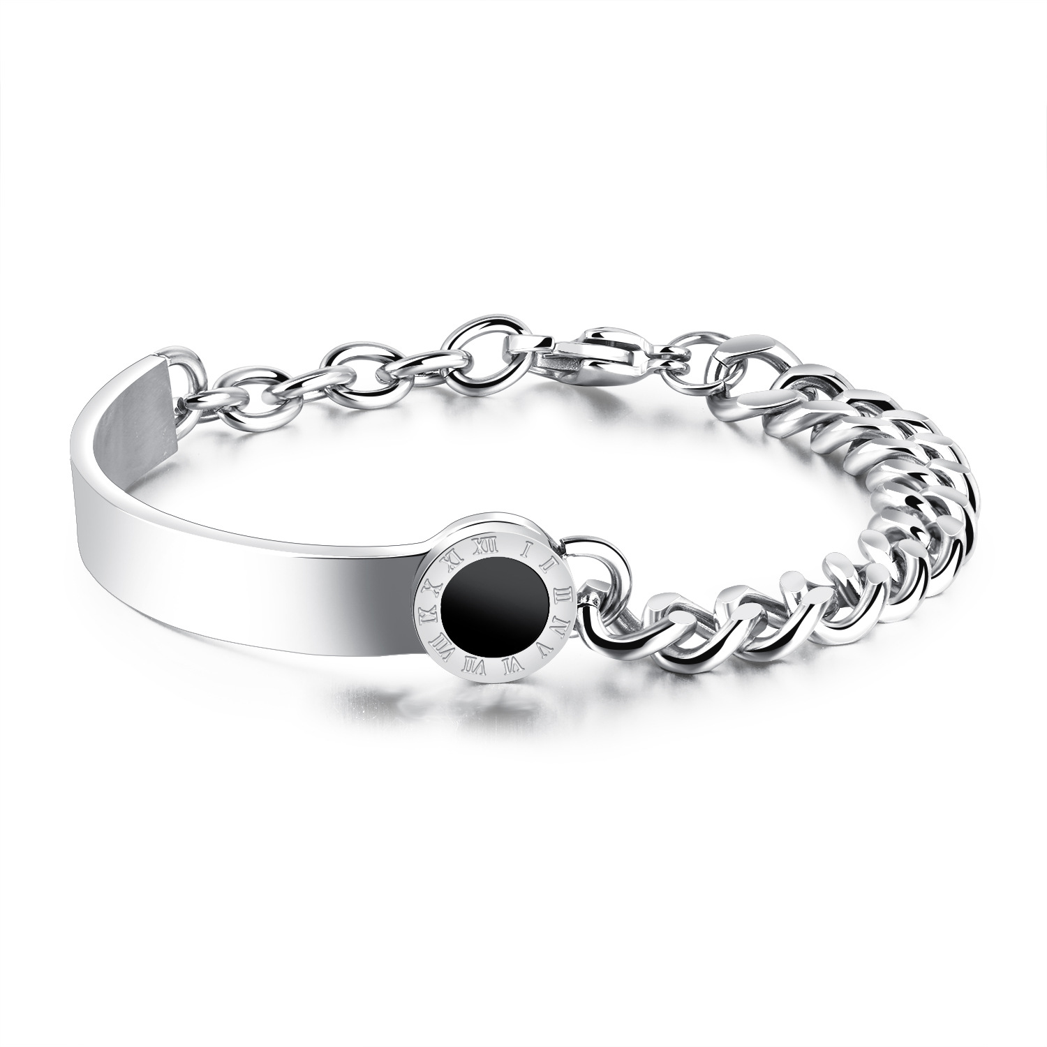 Titanium Steel Rome Digital Semi-circle Ring Body Personality Bracelet Ms Fashion Wristband