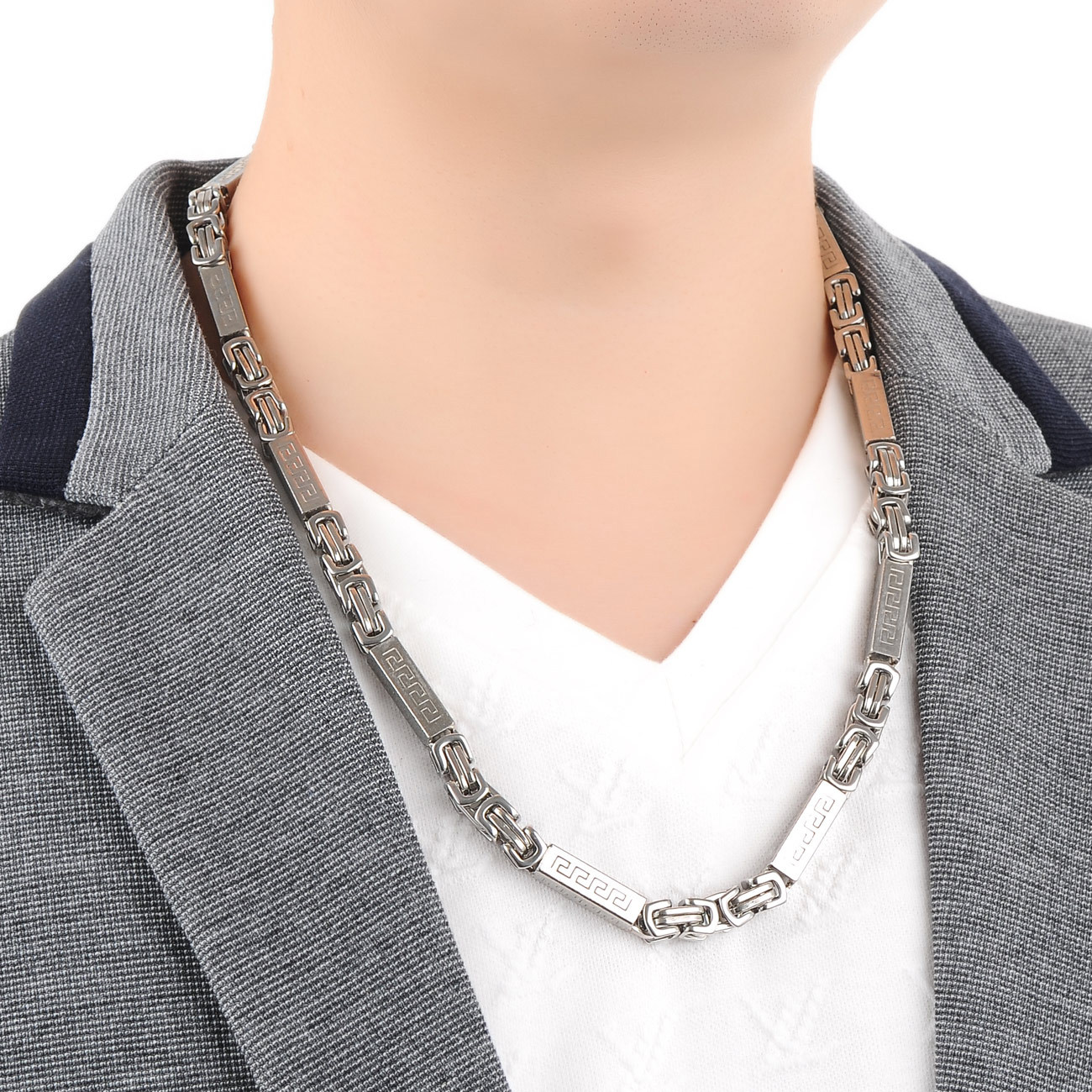 Western Style Personality Domineering Rough ore Business Men Titanium Steel Necklace