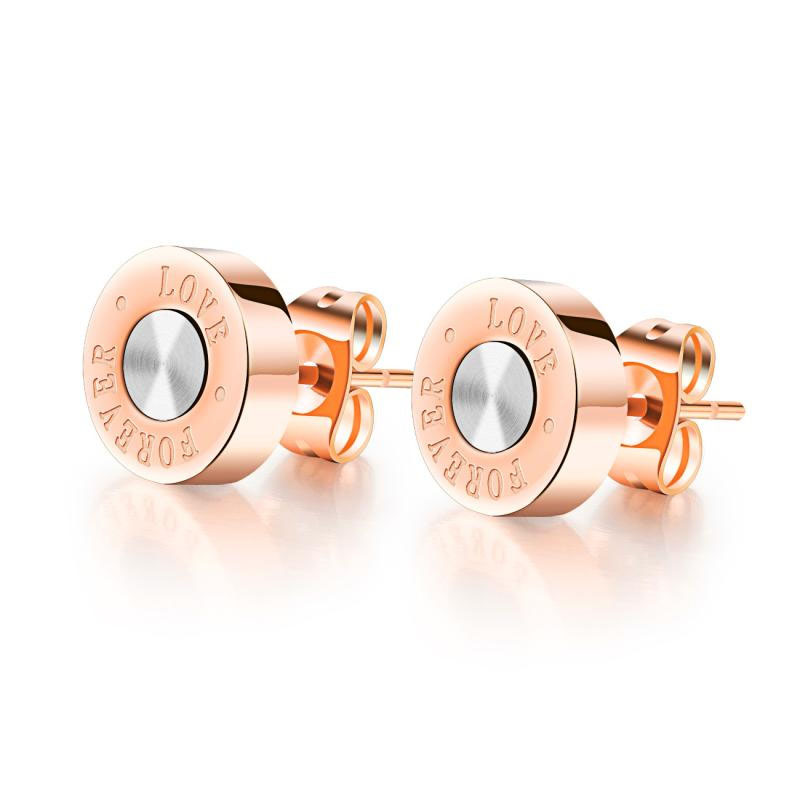 The New Temperament Personality LOVE Plated Rose gold Titanium Steel Fashion Earrings