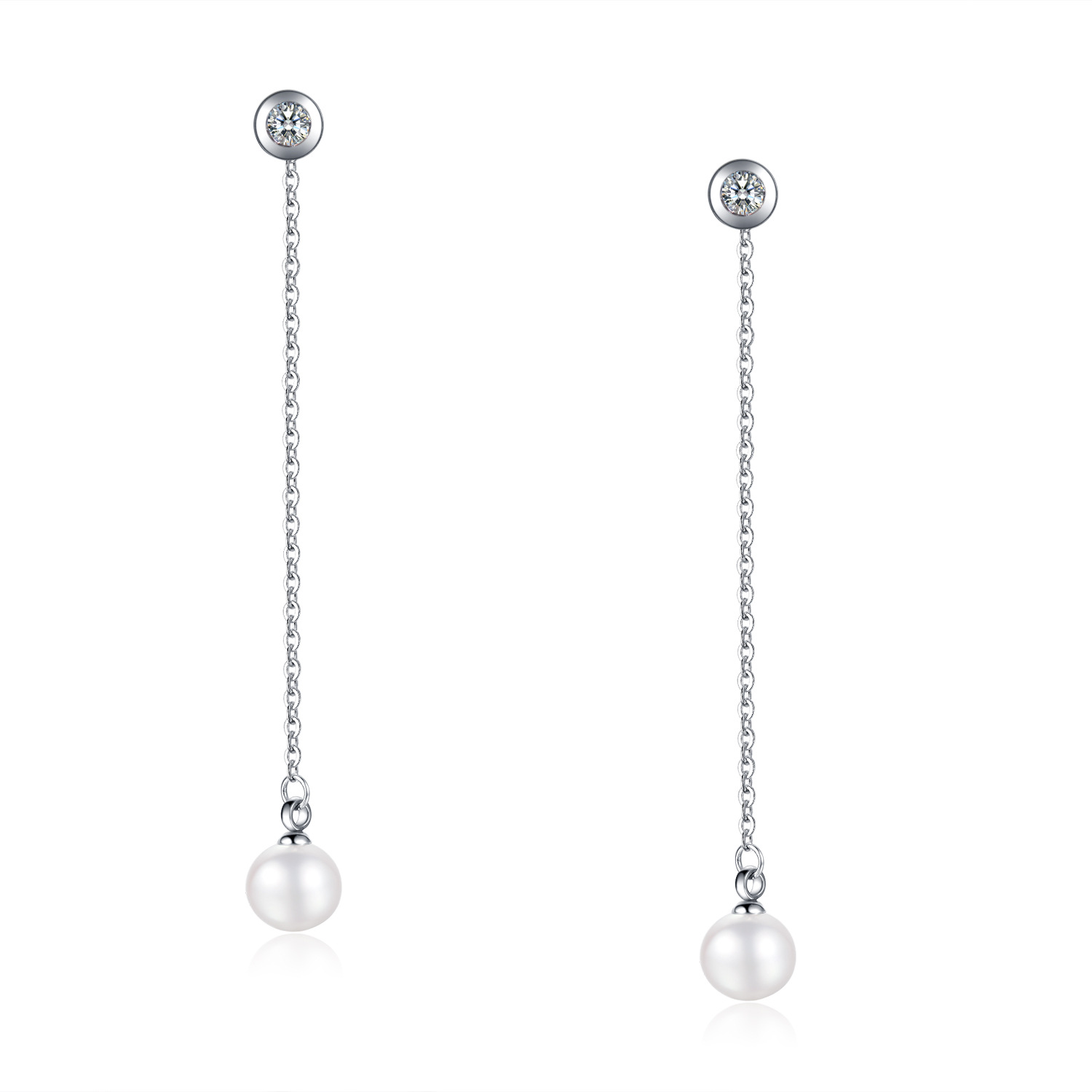 Simple Pearl Long Section Rose gold Tassel Earrings Titanium Steel Do not fade Earring