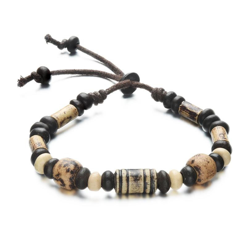 Men Hand Painted Retro Ceramics Bracelet Manual Weave Beaded Hand Strap Bracelet