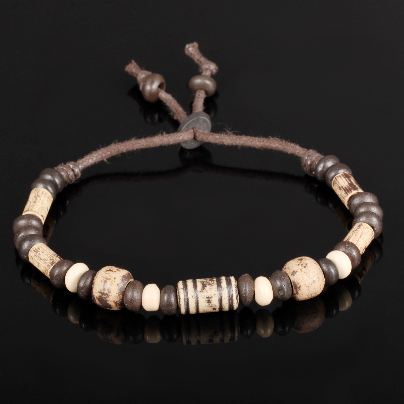 Men Hand Painted Retro Ceramics Bracelet Manual Weave Beaded Hand Strap Bracelet
