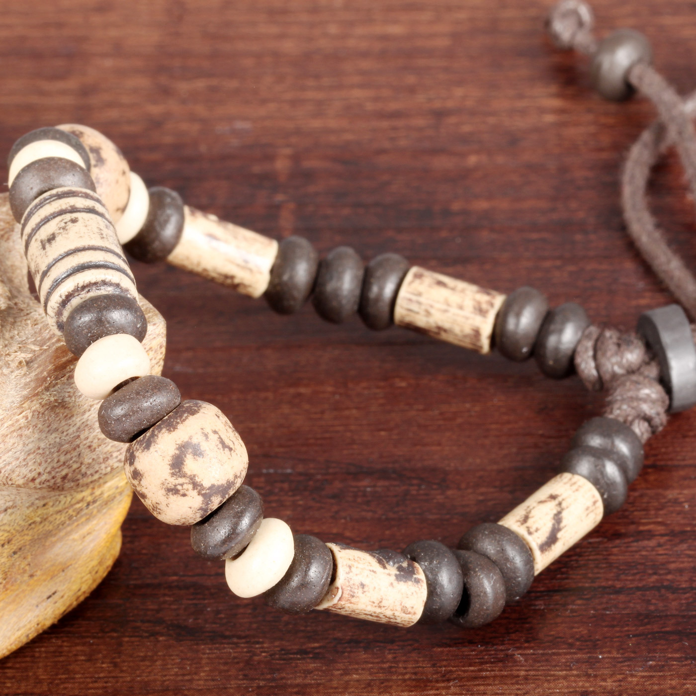 Men Hand Painted Retro Ceramics Bracelet Manual Weave Beaded Hand Strap Bracelet