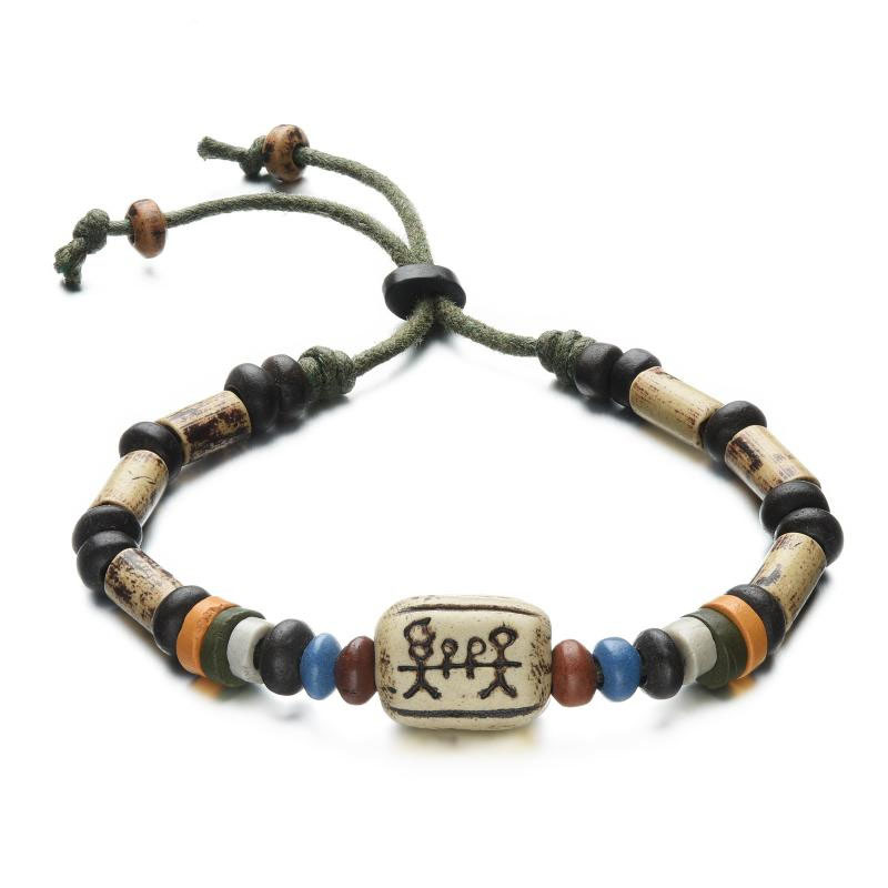 Retro Ceramics Bracelet Manual Weave Beaded Hand Strap  Men Bracelet