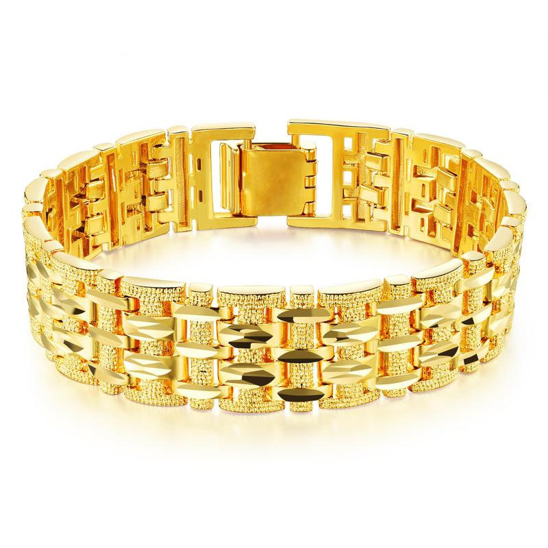 Trend Simple Plated 18K gold Jewelry Fashion Men Gold Bracelet