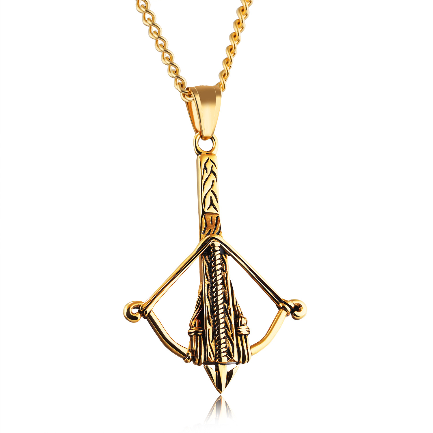 Creative Stainless Steel Bow Crossbow Pendant Men Fashion Student Gift Pendant