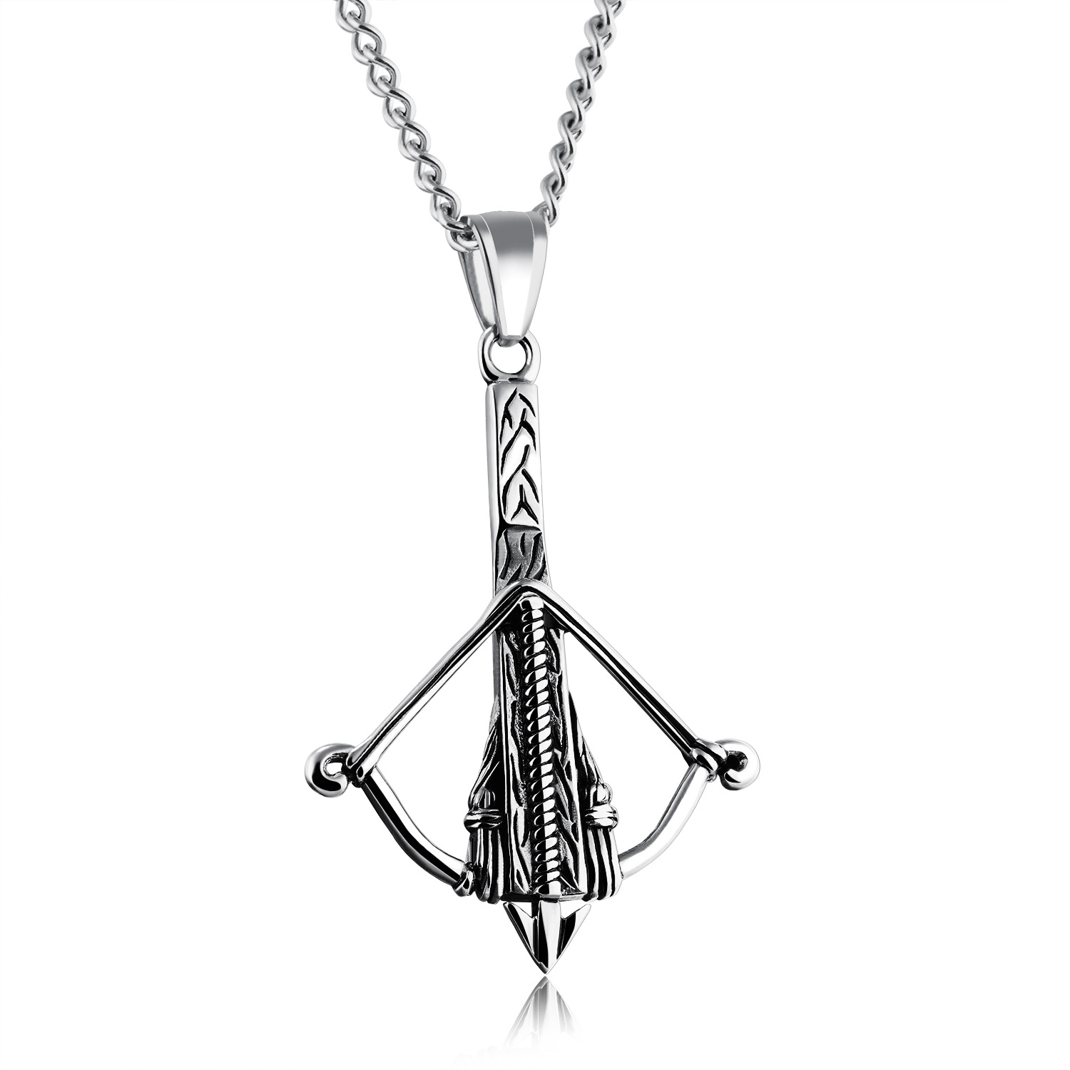 Creative Stainless Steel Bow Crossbow Pendant Men Fashion Student Gift Pendant