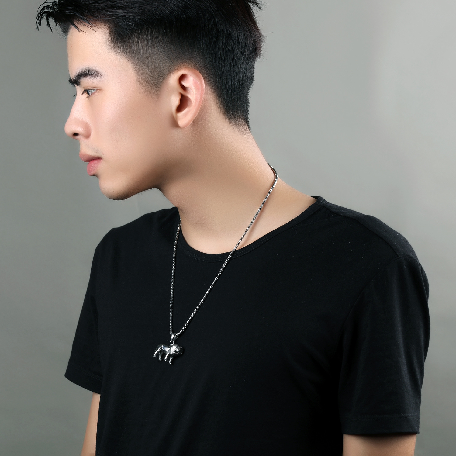 Creative Titanium Steel Haibi Dog Modeling Pendant Men Fashion Leisure Necklace