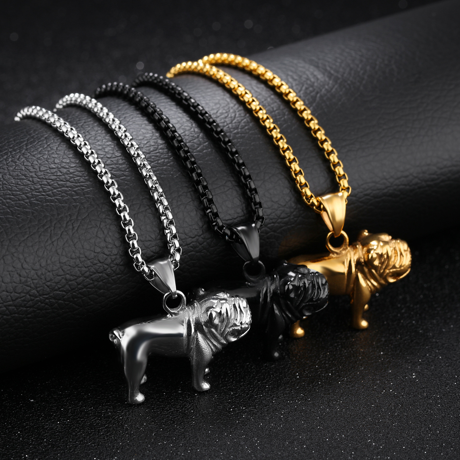 Creative Titanium Steel Haibi Dog Modeling Pendant Men Fashion Leisure Necklace