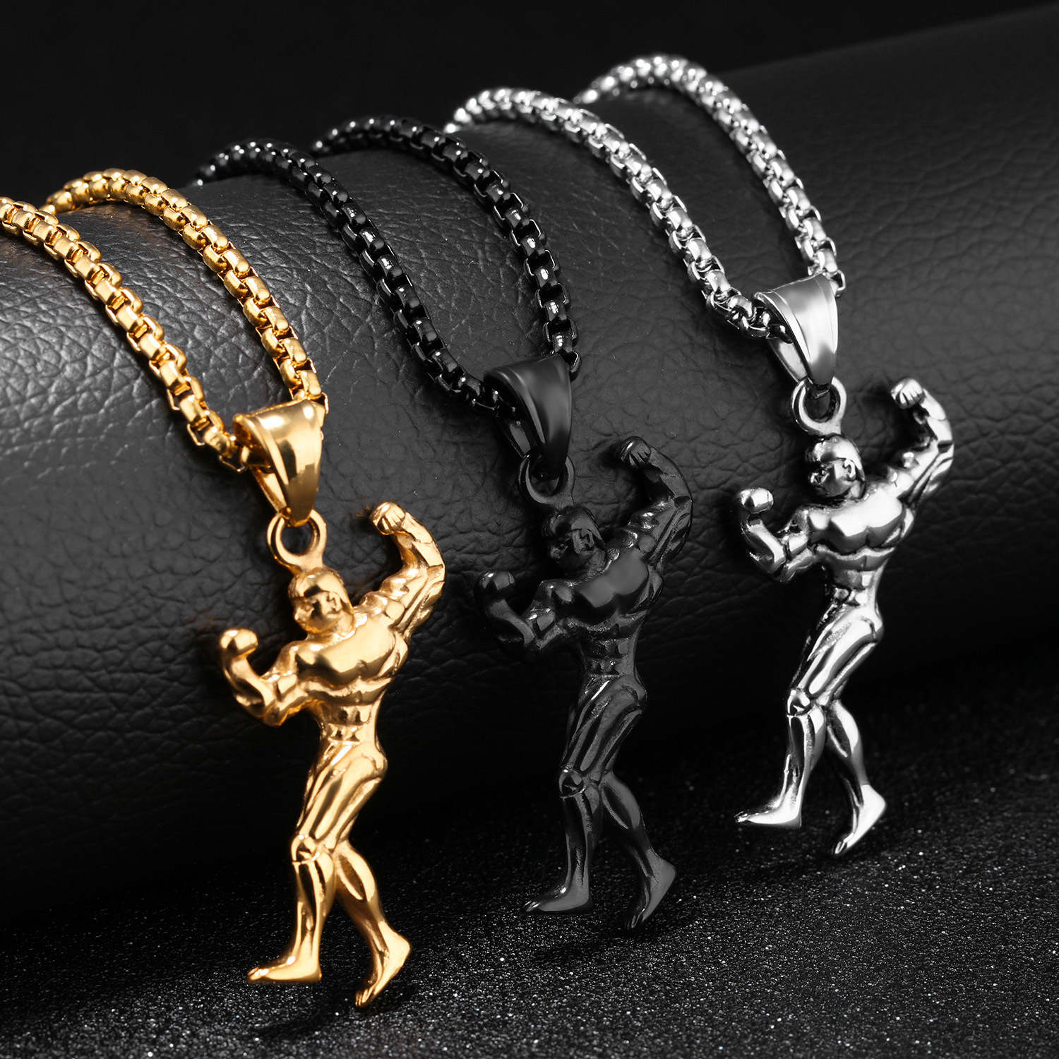 Western Style Fashion Bodybuilding Mr Necklace Men Personality Titanium Steel Pendant