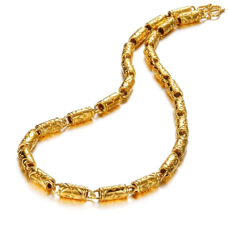 Men Fashion Domineering Necklace 18K Gold Personality Bamboo Festival Men Necklace