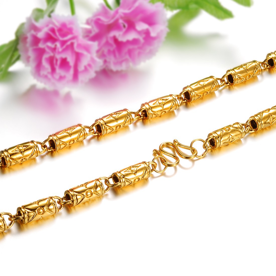 Men Fashion Domineering Necklace 18K Gold Personality Bamboo Festival Men Necklace