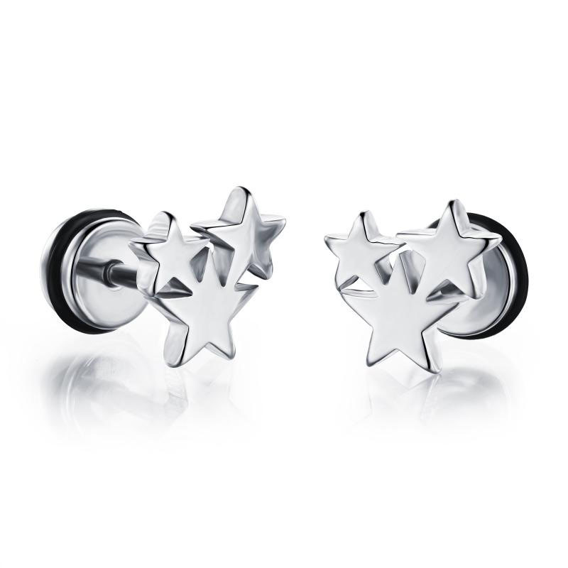 Men Titanium Steel Earrings Gold Plating Personality Simple Five-pointed Star Earring