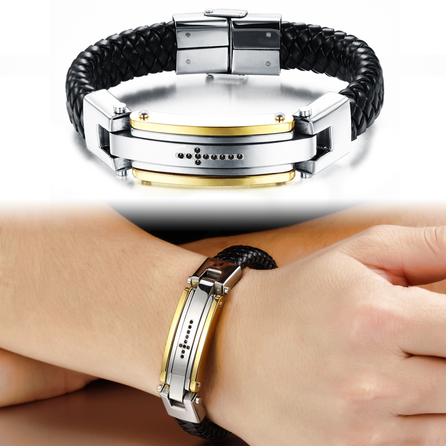 Trend Western Style Personality Accessories Fashion Men Leather Bracelet