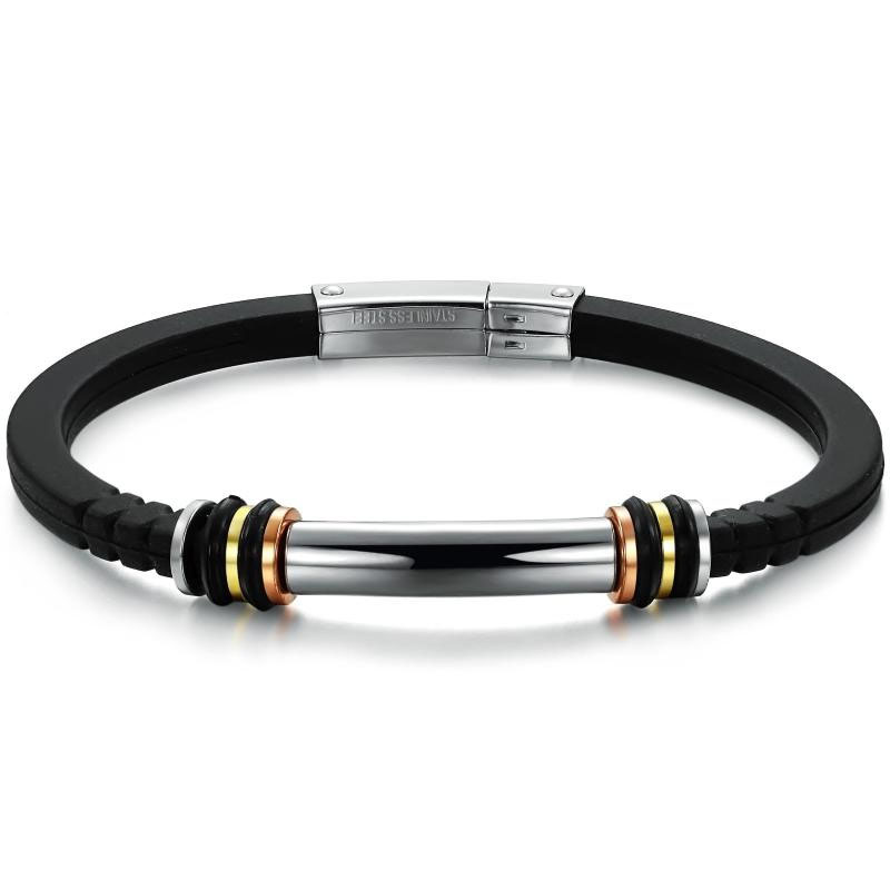 Western Style Personality Titanium Steel Silica Gel Bracelet Men Fashion Leisure Bracelet