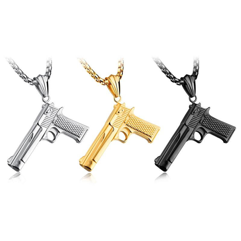 Fashion Western Style Titanium Steel Pistol Modeling Necklace Personality Hip-hop Accessories