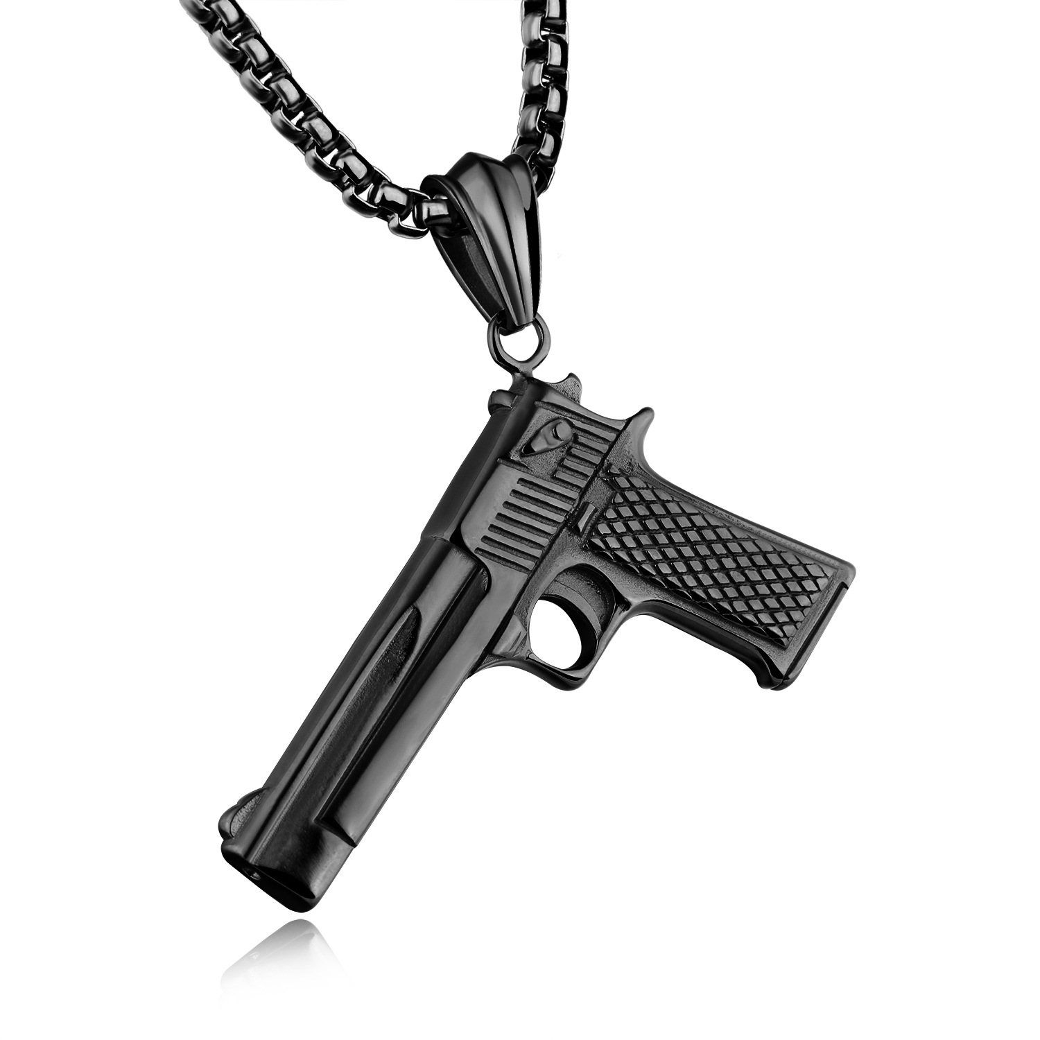 Fashion Western Style Titanium Steel Pistol Modeling Necklace Personality Hip-hop Accessories
