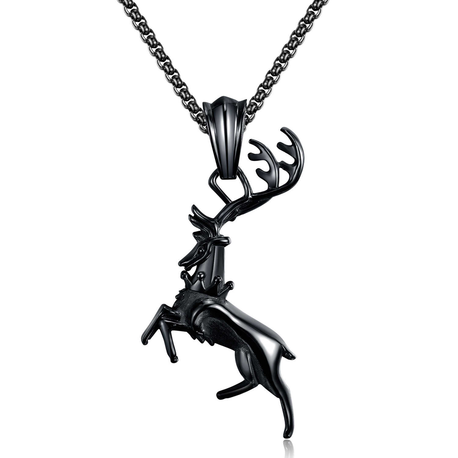 Fashion Three-dimensional Little elk Colorful Glare Stainless steel Men Fine Necklace