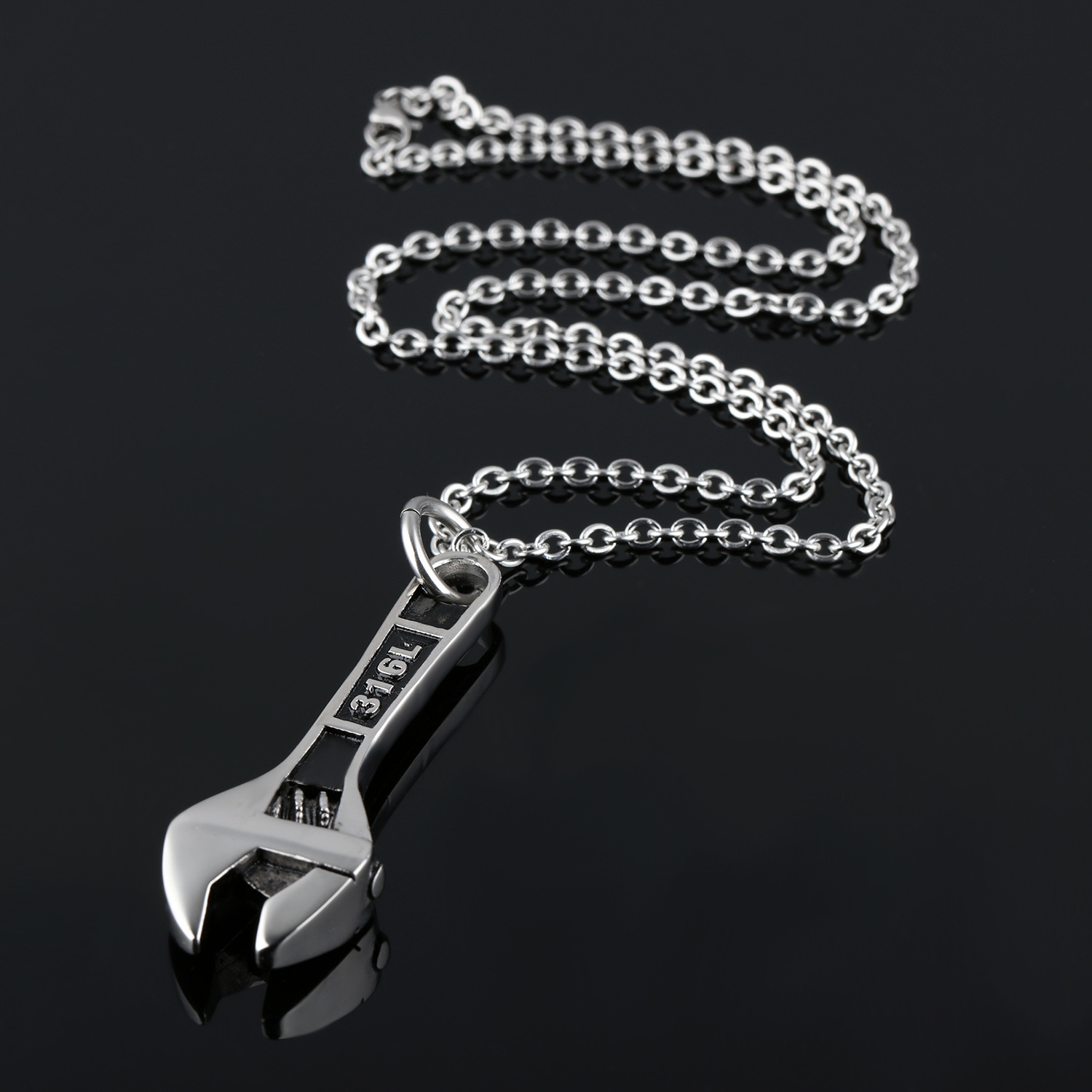 Men Titanium Steel Wrench Stainless Steel Pendant Fashion Personality Necklace