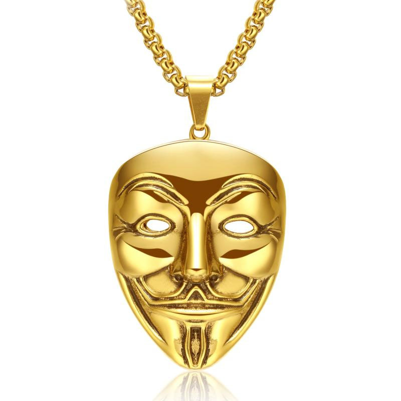 Men V Word Killers Retro Pendant Men Mask Long Section Accessories Pendant