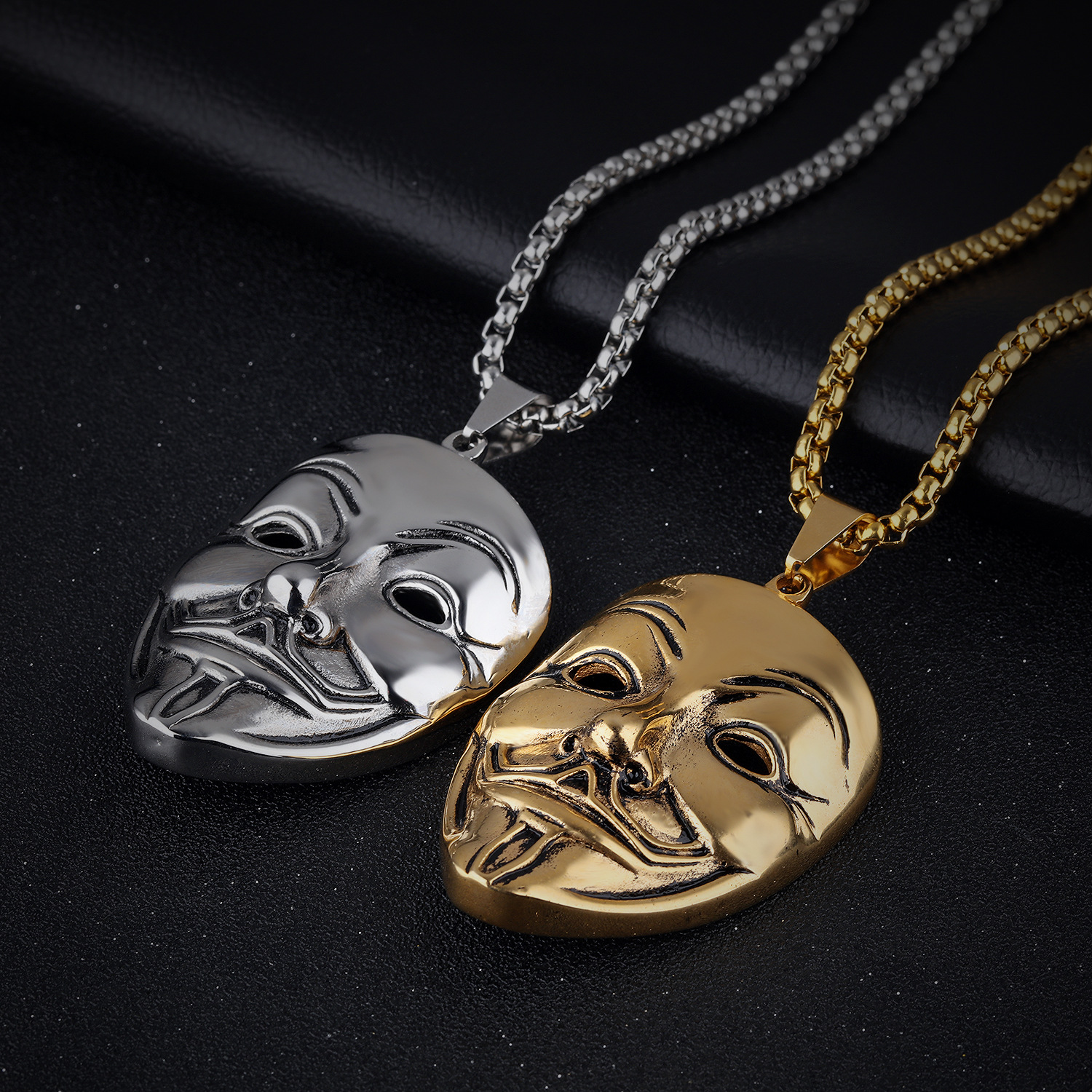 Men V Word Killers Retro Pendant Men Mask Long Section Accessories Pendant