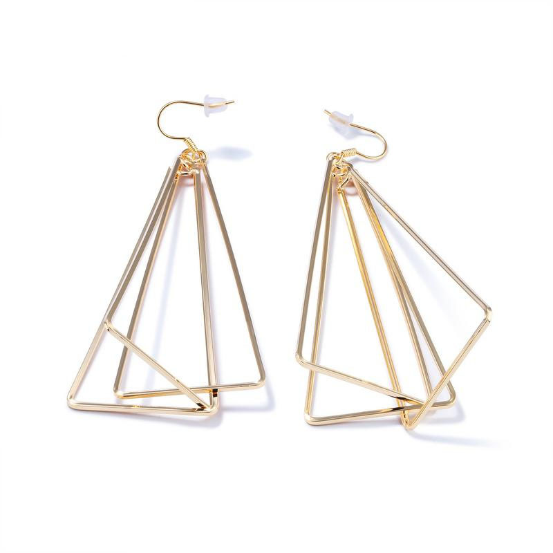 Fashion Temperament Triangle Earring Copper Plating 18K gold Prevent Allergy Earring