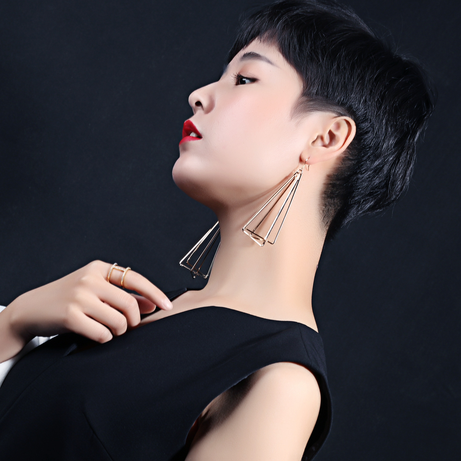 Fashion Temperament Triangle Earring Copper Plating 18K gold Prevent Allergy Earring