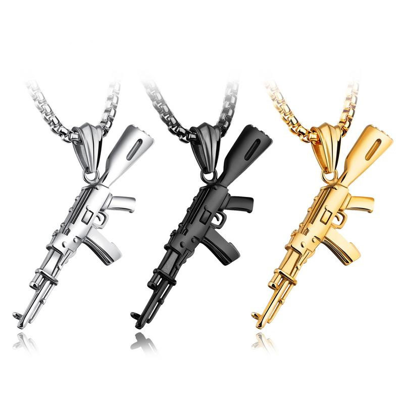 New Product Creative Fashion Trend Men Necklace Personality Pistol Pendant