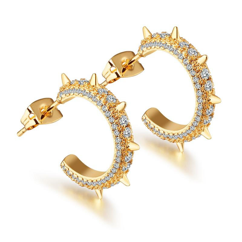 Fashion Creative Rivet Earrings Diamond Geometry Round Earring