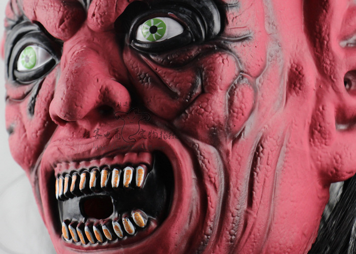 Upscale Lifelike Satan Devil Fool Halloween Prom Show Props Terror Ghost Mask