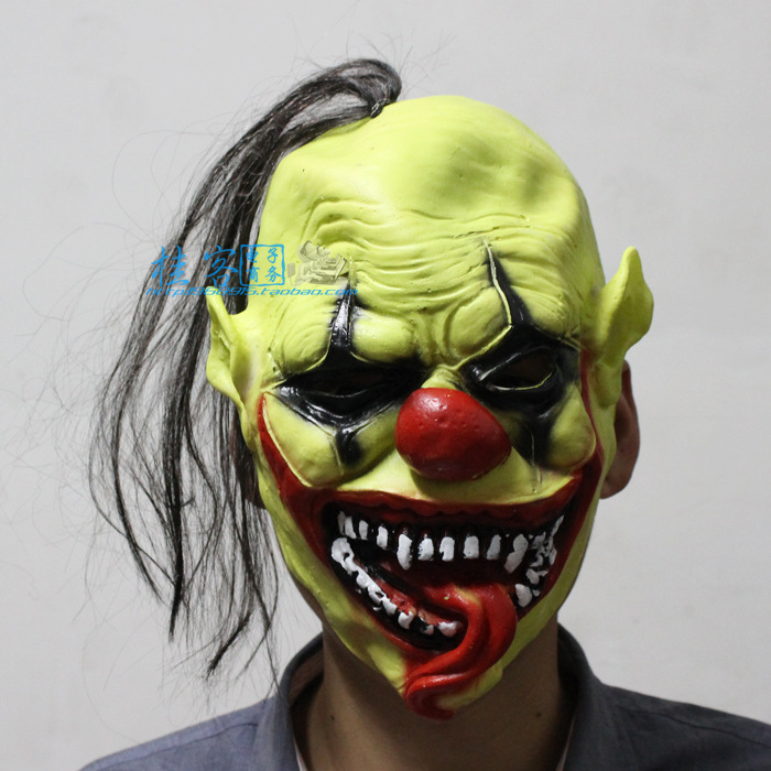Green Face Clown Mask Halloween Christmas Performance Props Prom Upscale Soft Mask