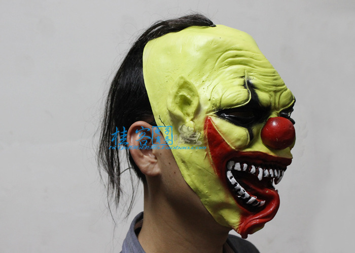Green Face Clown Mask Halloween Christmas Performance Props Prom Upscale Soft Mask