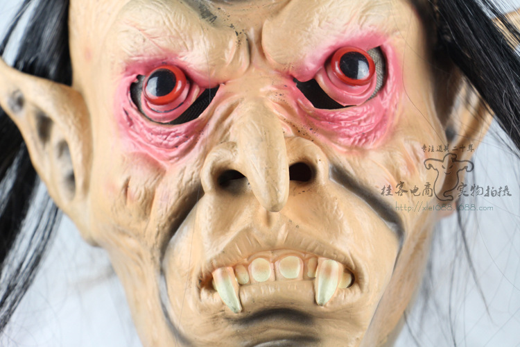 Emulsion Long Hair Red Rye The Devil Halloween Prom Props Funny Whole people Terror Ghost Mask